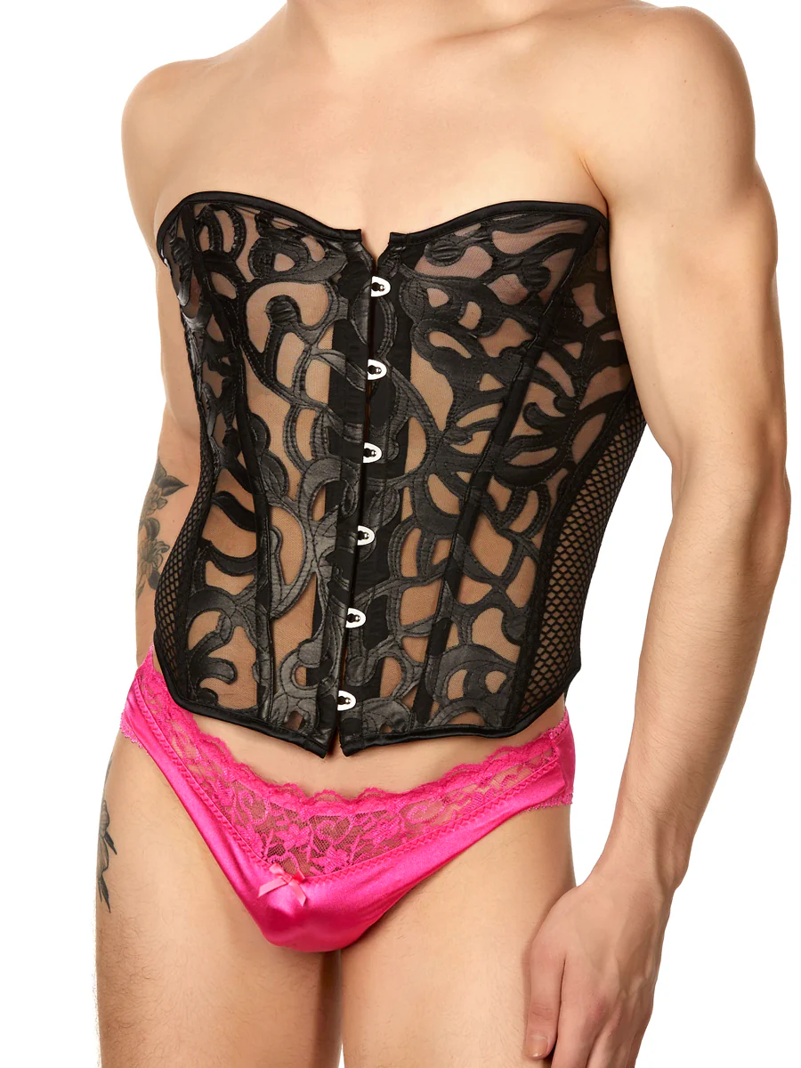 Black Mesh See-Thru Corset