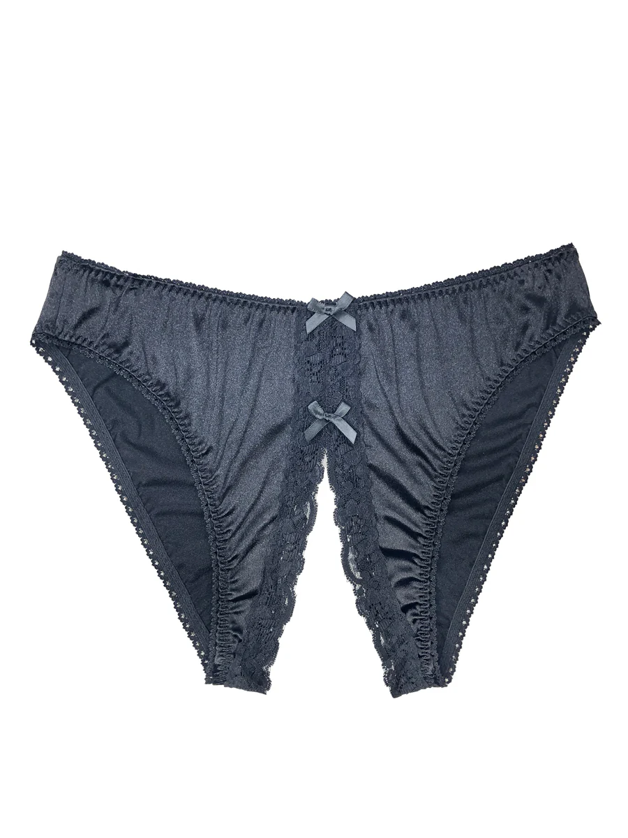 Shimmer Satin Crotchless Panties - Image 3
