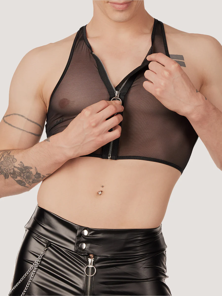 Mesh Zip Crop Top - Image 2