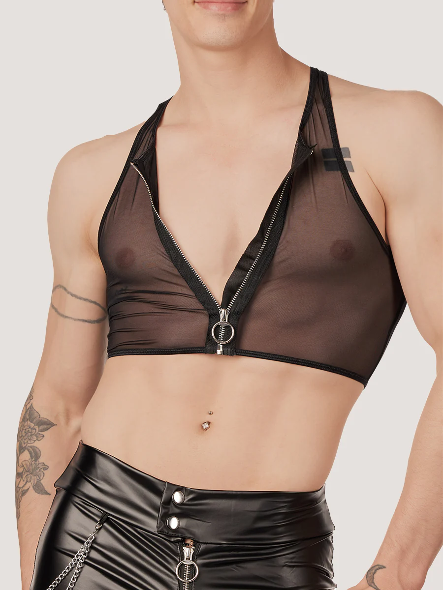 Mesh Zip Crop Top - Image 4