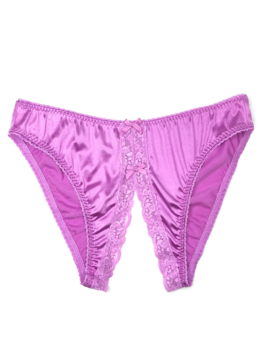 Shimmer Satin Crotchless Panties - Image 3