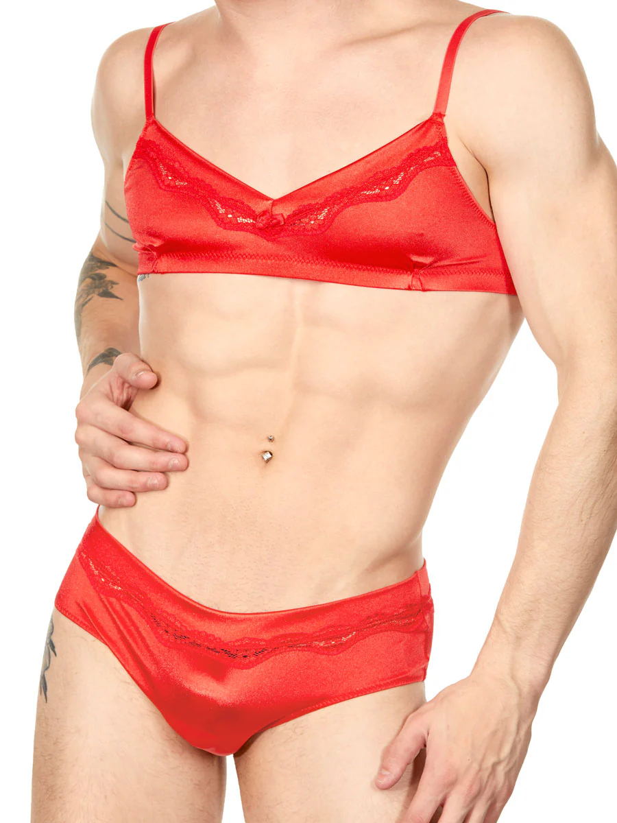 Glossy Satin & Lace Bra