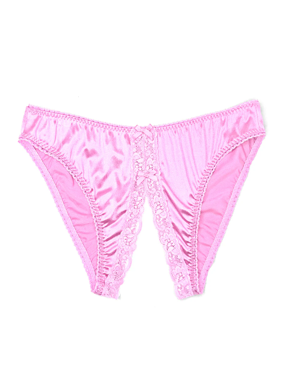 Shimmer Satin Crotchless Panties - Image 3